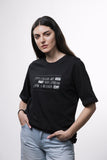 IT'S CALLED ART, NOT TREND, FOR A REASON - FEMALE BLACK OVERSIZED T-SHIRT