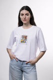 I LIKE MONET, BUT NOT BECAUSE IT GIVES ME LIKES - FEMALE WHITE OVERSIZED T-SHIRT